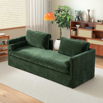 82.68" Oversized Chaise Lounge Indoor Modern Upholstered 2-Seater Daybed Sofa Bench with Pillows & Armrests Lounge
