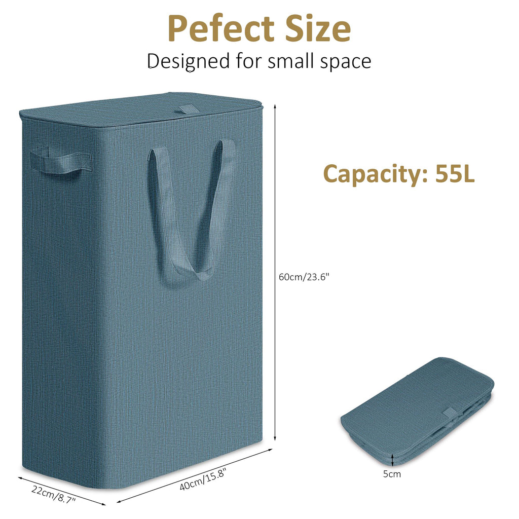 Slim Laundry Hamper with Lid Narrow Laundry Basket with Handles