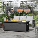 51 Inch Outdoor Fire Pit Table, 50,000BTU Rectangle Propane Fire Pit with Sliding Tank Holder, Glass Wind Guard, Removable Lid, CSA Certified, Gray - Image 4