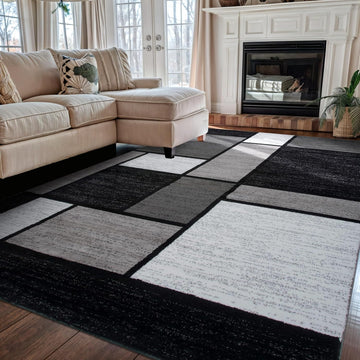 Contemporary Modern Boxes Design Area Rug
