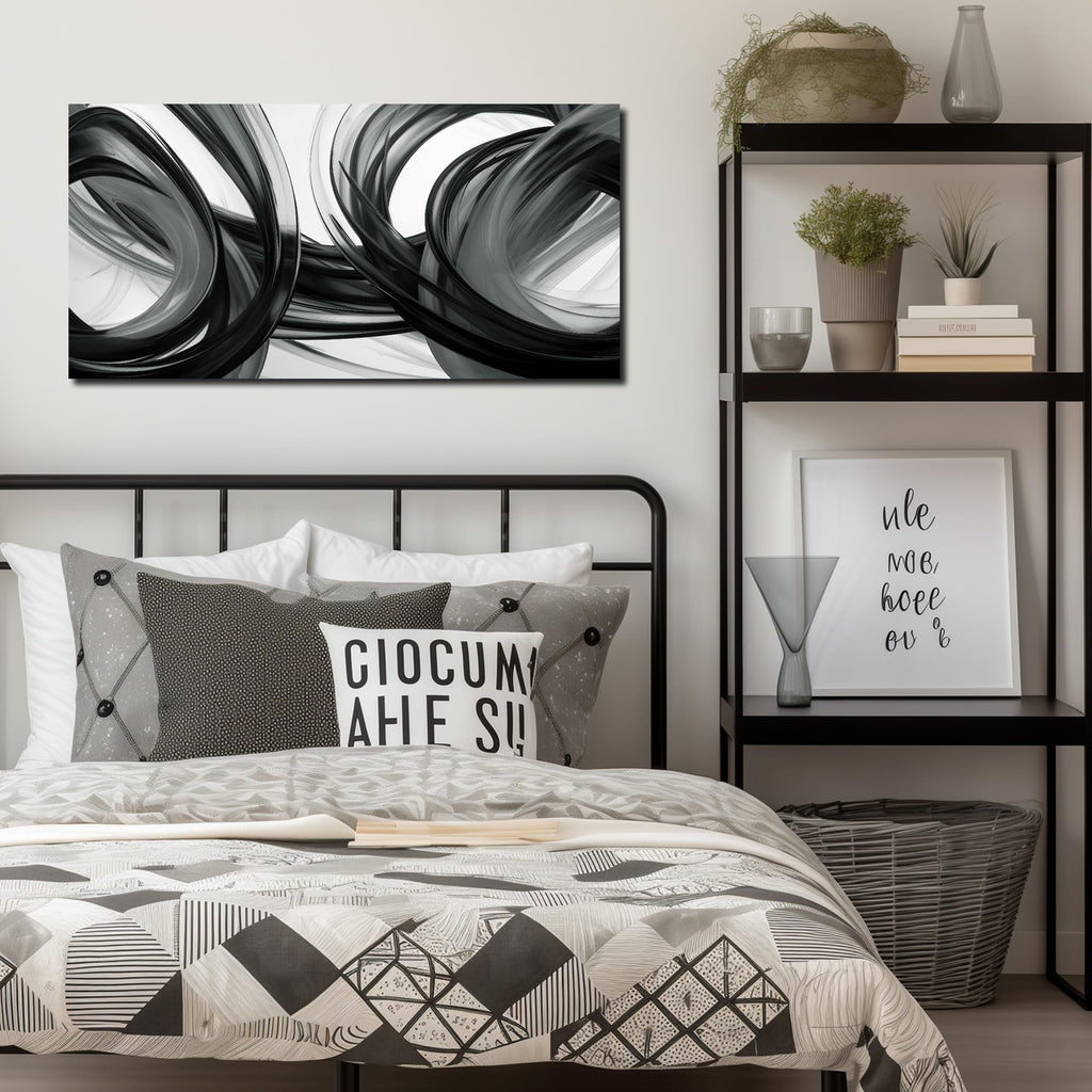 Abstract Canvas Wall Art Bedroom Black and White Wall Decor
