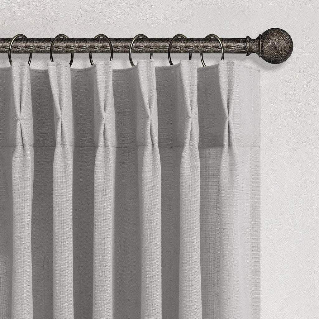 Grey Bedroom Curtains 63 Inch Length 2 Panel Back Tab Burlap Boho Semi Sheer Dove Gray Light Filtering Linen Pleated