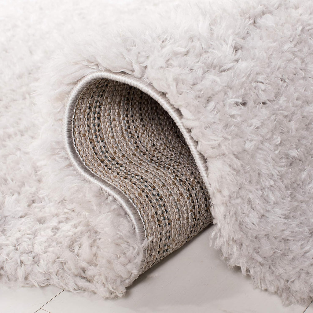Madrid Shag Collection Area Rug - 3' Square, Silver, Solid Design, Non-Shedding & Easy Care, 1.6-inch Thick Ideal for