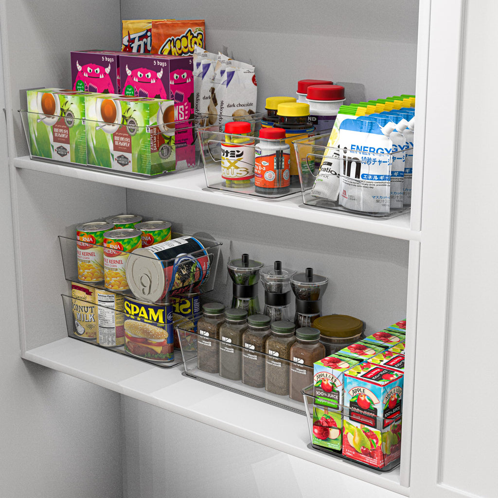 4 Pack Clear Fridge Storage Bins Organizer (12"x6.2"x3.4")
