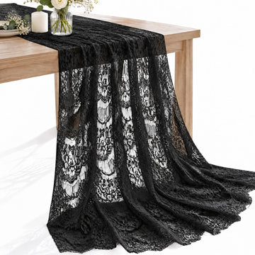 Floral Lace Fabric 1 Yard 59 Inch Wide Black 100% Polyester Non Stretch Lace for Bridal Wedding Dress Sewing Crafts