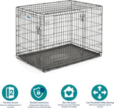 42-Inch iCrate for Large Breeds, 71-90 lbs, Double Door Folding Dog Crate with Divider Panel