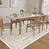 Light Brown Area Rug 9x12 Machine Washable Large Vintage Living Room Distressed Non Slip Carpet Trad