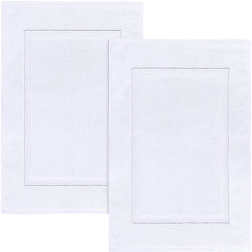 Cotton Bath Mat, 21x34 in, 2 Pack, White