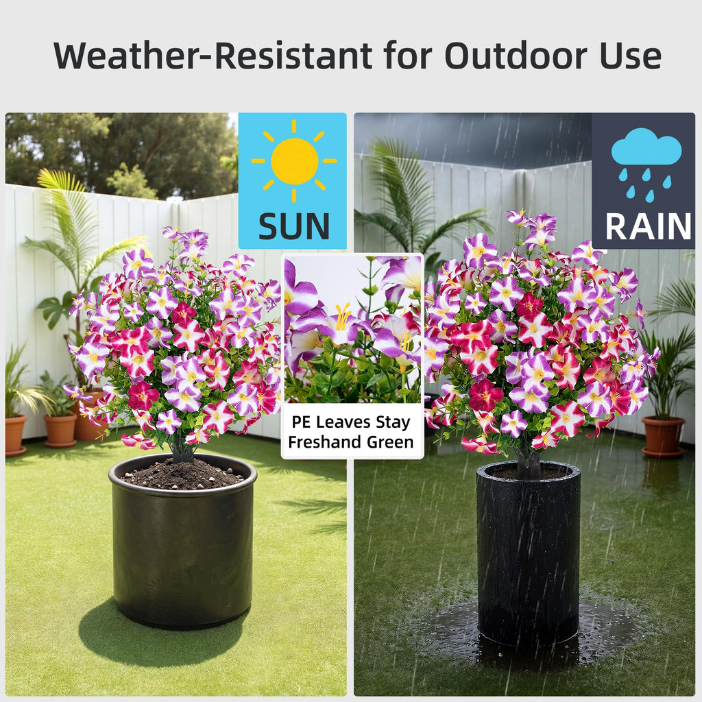 Artificial Flowers Topiary Ball Bush with Pink Purple Flower for Outdoor, 24.8" Fake Flower Tree Plant with Ground