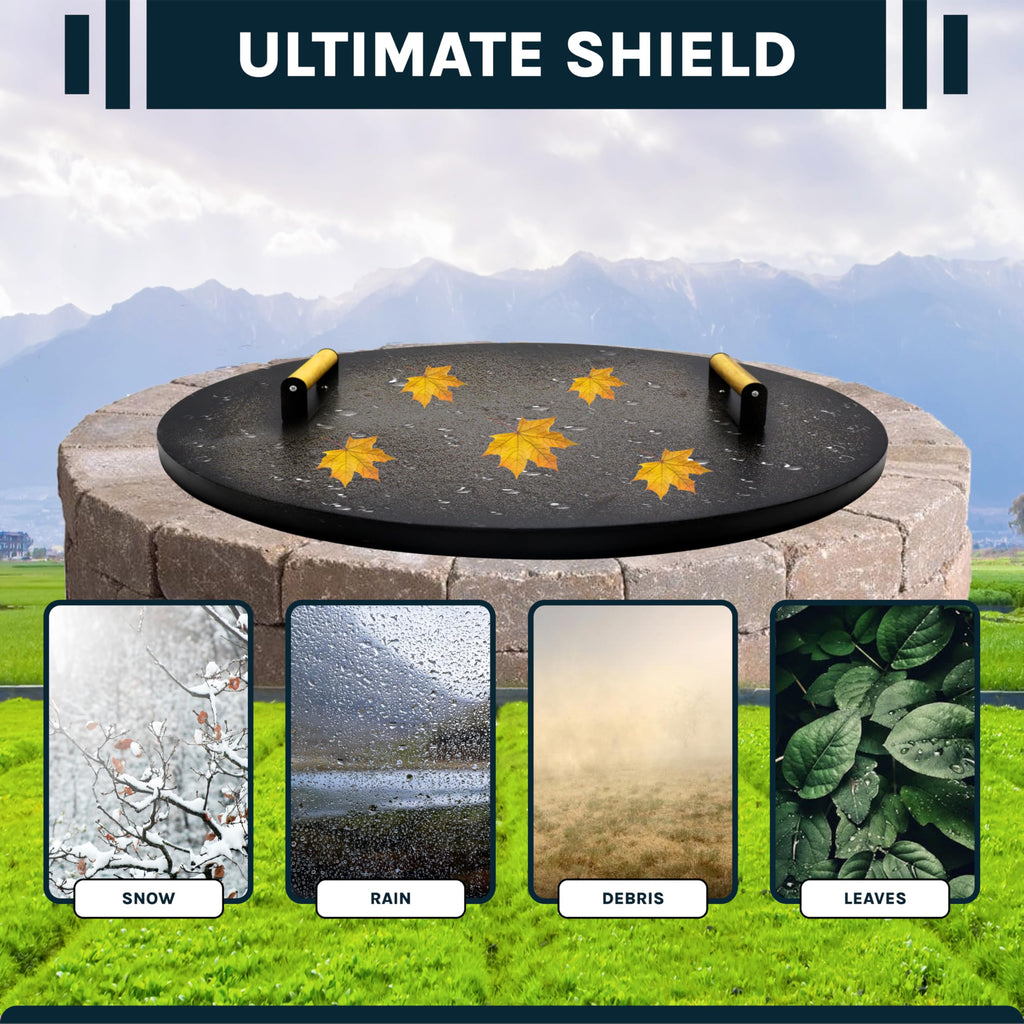 28" Round Fire Pit Lid - Heat Resistant Fire Pit Cover Round Lid