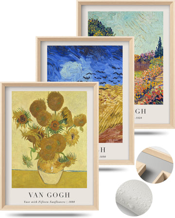 Van Gogh Framed Wall Art, Vintage Canvas Prints Set of 3