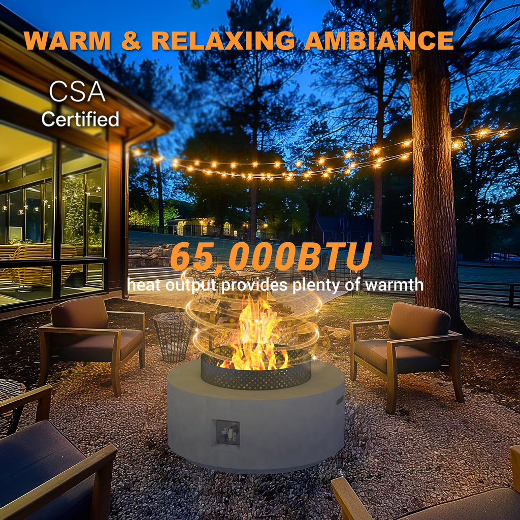 32 Inch Fire Pit Table, 3-Piece Outdoor Propane Fire Pit Table