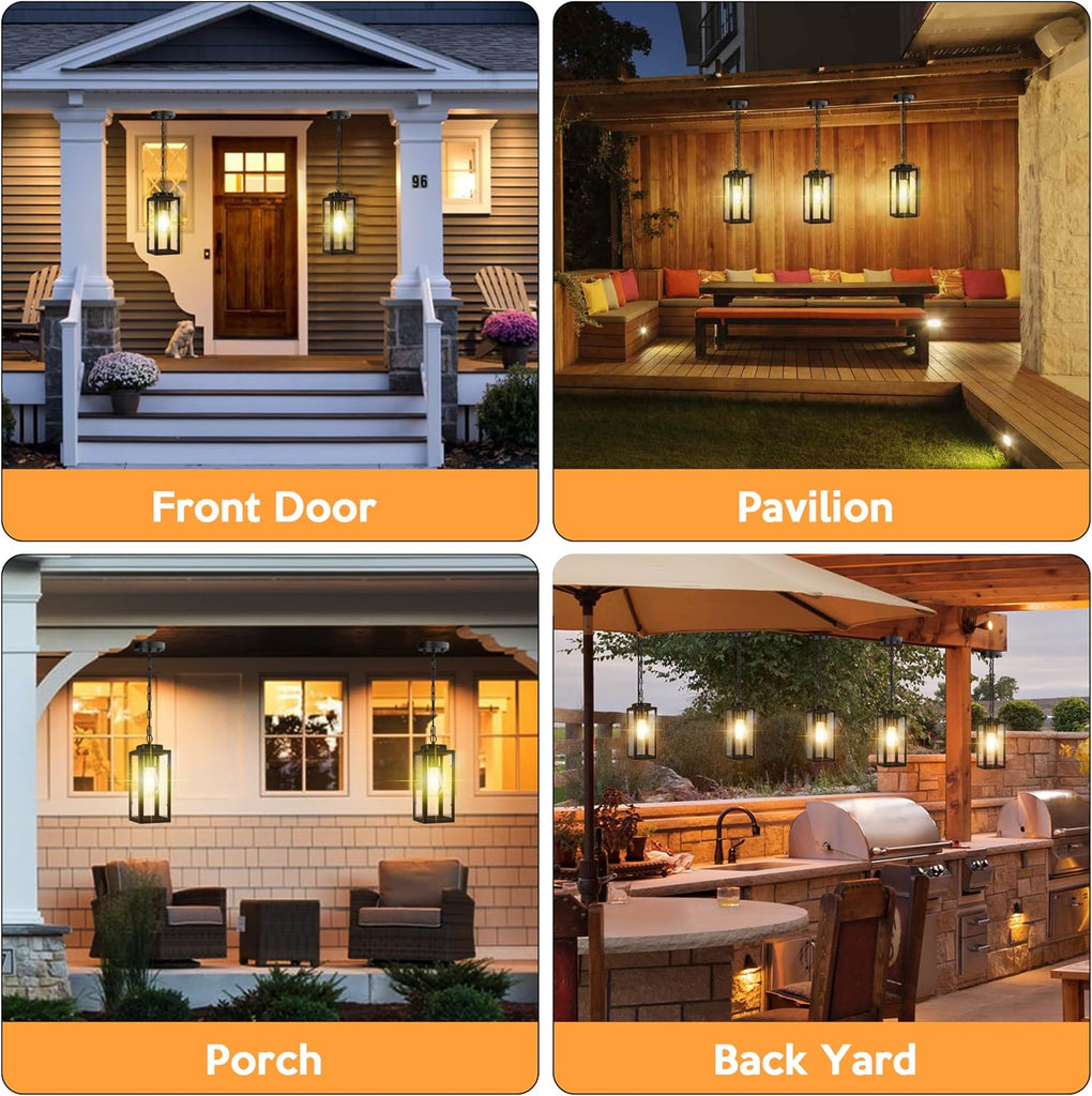 Outdoor Pendant Light, 11" Porch lights Outdoor Chandelier Hanging Ceiling Lights