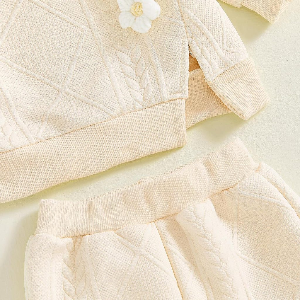 Toddler Baby Girl Outfits Long Sleeve Solid Sweatsuit Pants 2 Piece Clothes Fall Winter Infant Sweater Set