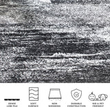 Adirondack Collection Area Rug - 9' x 12', Silver & Black, Modern Abstract Design, Non-Shedding & Easy Care