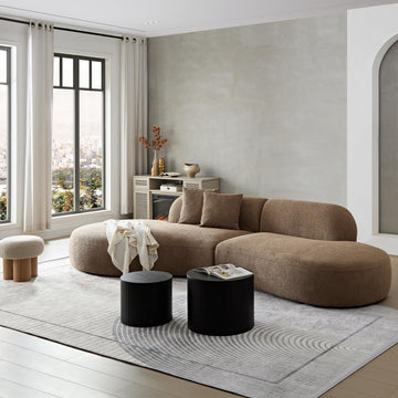135"Cloud Sofas, Modern Curved Modular Sofa, Boucle Sectional Couches, Oversized Armless Lounge Sofa, Cozy Teddy