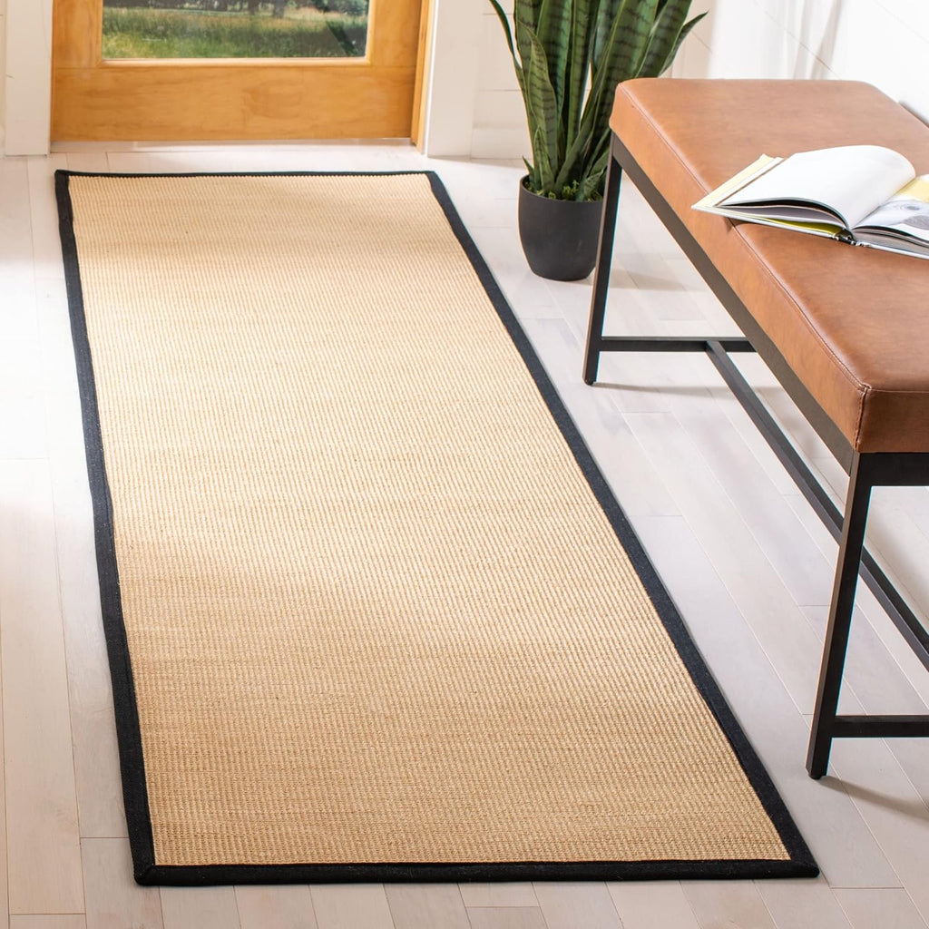 Natural Fiber Collection Area Rug - 6' Square, Sage & Brown, Border Sisal Design, Easy Care, Ideal for High Traffic