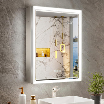 Beveled Lighted Medicine Cabinet with Mirror & Lights -20x26 Surface or Recessed Mirrored Medicine Cabinet with