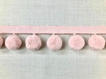 Baby Pink Linen Jumbo Designer Pom Pom Fringe 2.25" Width Trim 24 Handmade Pom Pom's Per Yard 1.25" Diameter per Pom