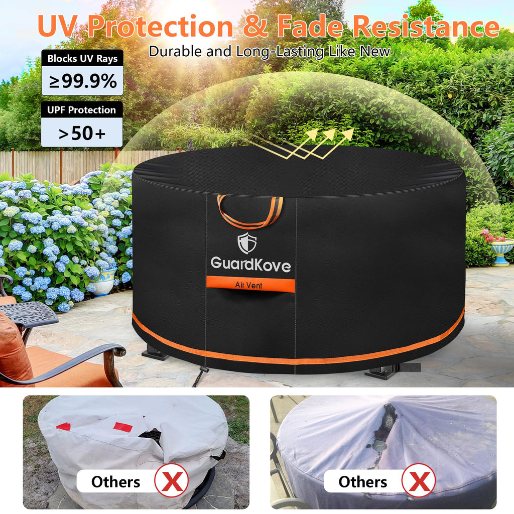 Upgraded 1000D Heavy Duty Fabric] 44 inch Fire Pit Cover Round