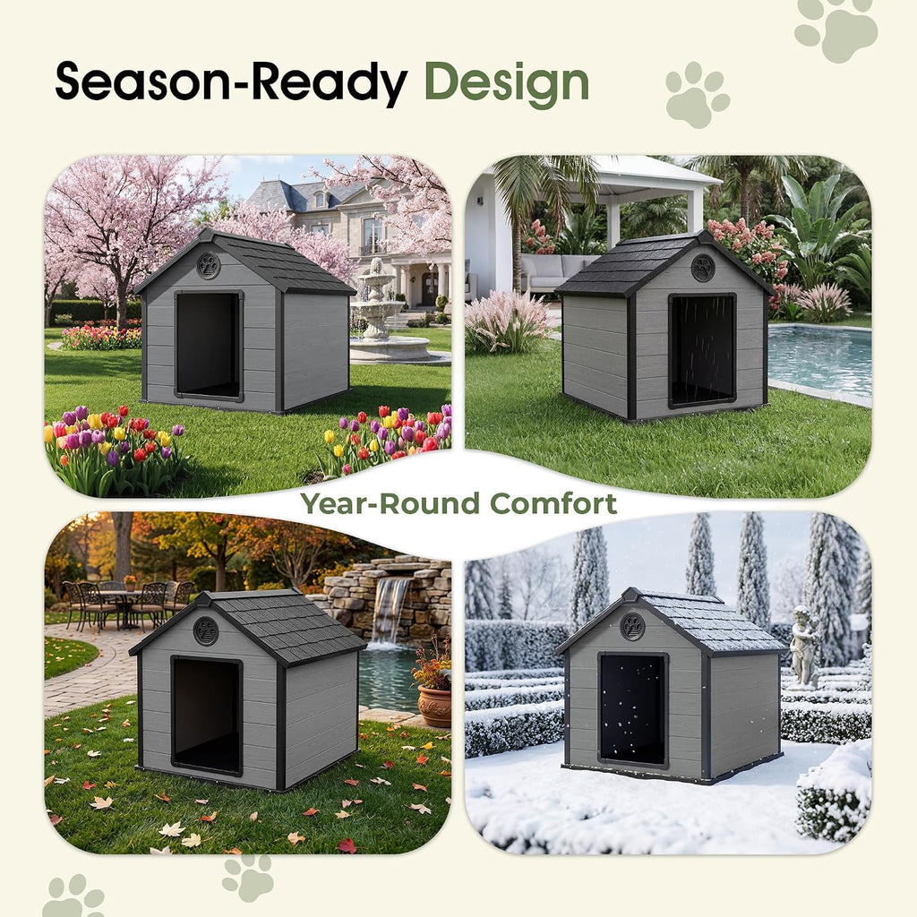 Extra-Large Giant Dog House Outdoor Indoor for Large Dogs Durable Plastic Waterproof Doghouse with Air Vents