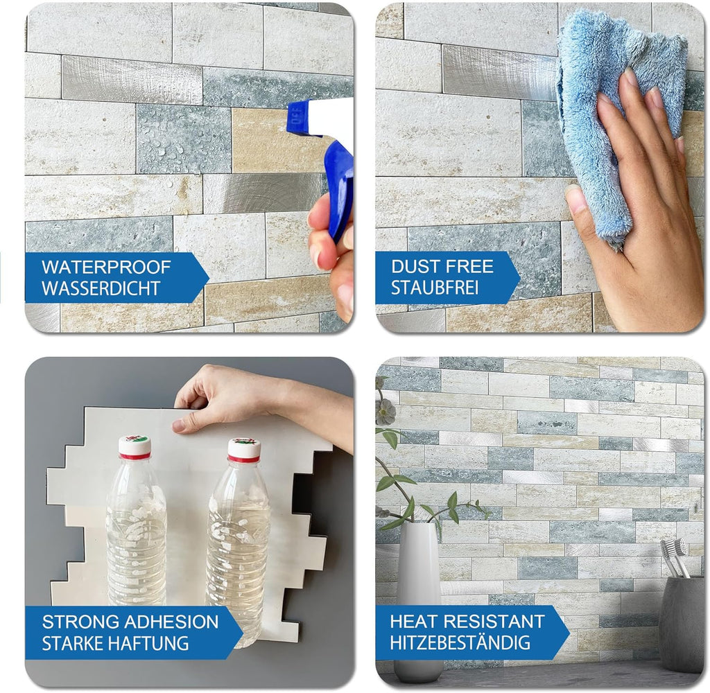 Peel Stick Backsplash Kitchen Wall Blue Green 10pcs
