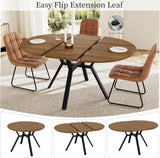 43.2"-59.1" Extendable Round Dining Table for 4-6 People, Modern Kitchen Oval Dining Table with Flexible Leaves Space