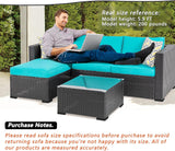 3 Pcs Patio Furniture Set,Outdoor Sectional Black Wicker Patio Conversation Set,All-Weather Rattan Patio Couch with
