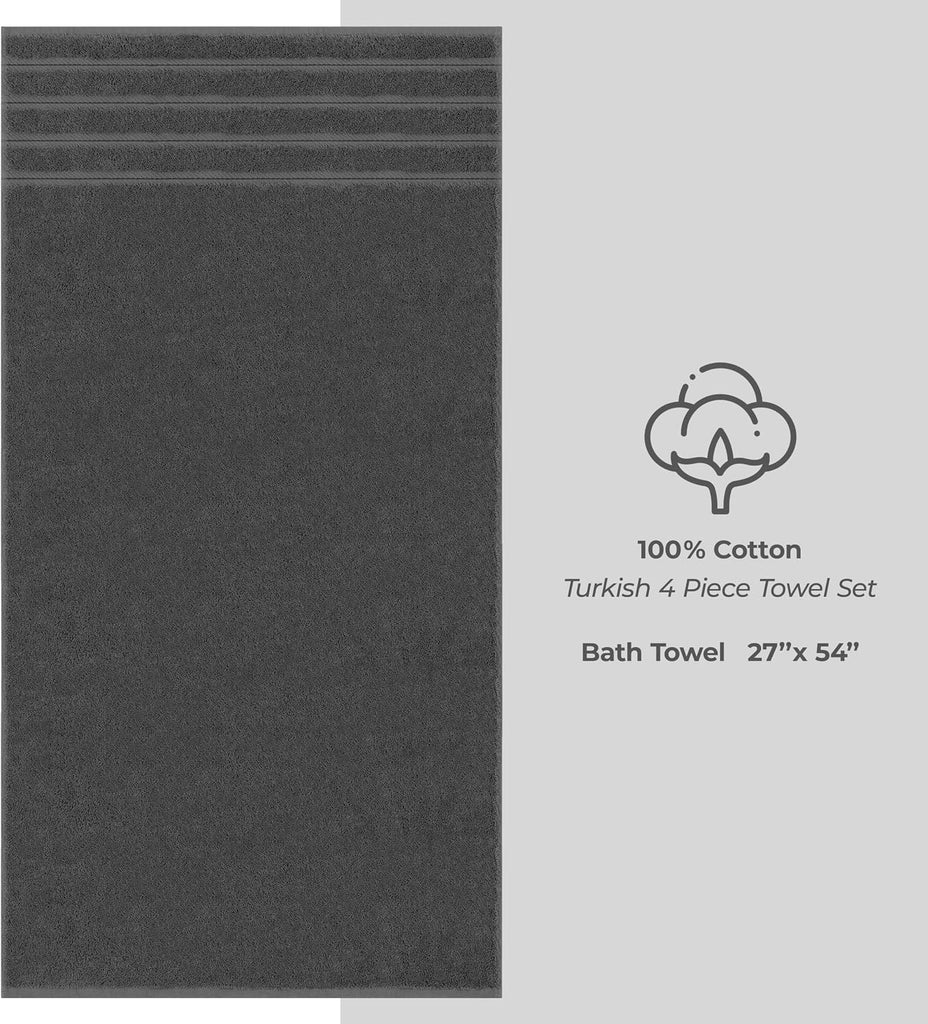 Soft Linen 100% Cotton Luxury Turkish Towels, 4 PC Bath Towel Set | Soft Absorbent Quick Dry OEKO Tex Standard 100