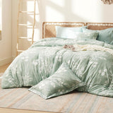 Queen Comforter Set - 7 Pieces Floral Sage Green GentleSoft Bedding Sets