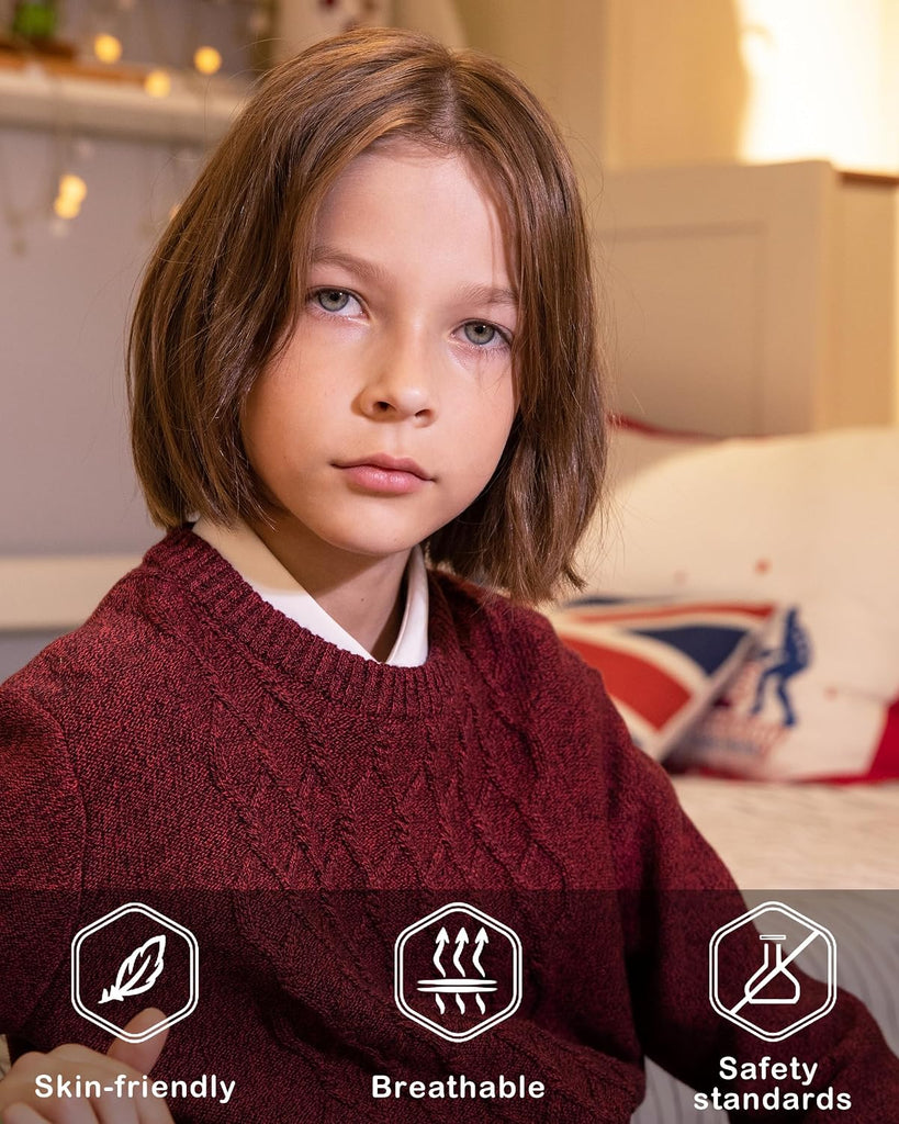 Boys Sweaters 100% Cotton Cable Knit Kids Sweater Striped Pullover