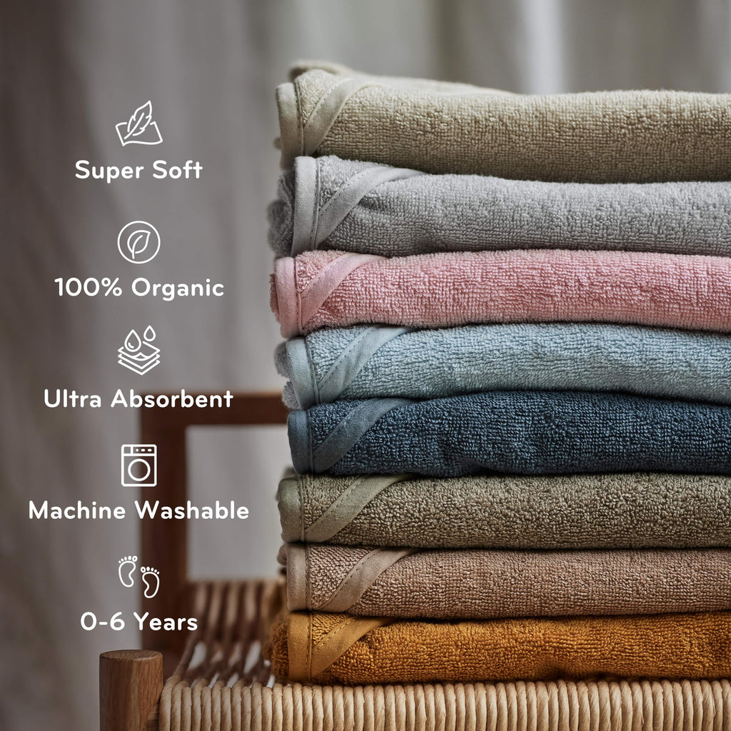 Hooded Baby Bath Towel, 100% Organic Cotton, Super-Soft 32"x32"