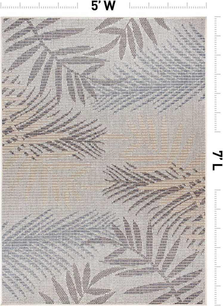 Palm Bahama Indoor/Outdoor Non-Shedding Deck Area Rug Cream