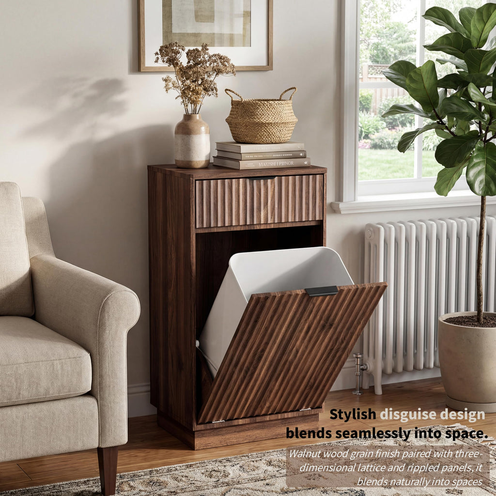 10 Gallon Tilt-Out Trash Cabinet, Laundry Hamper with Drawers.