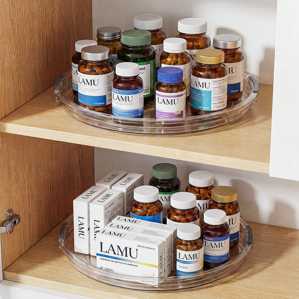 12 in Lazy Susan Turntable, 2 Pack Clear Spice Rack, Organizer Storage