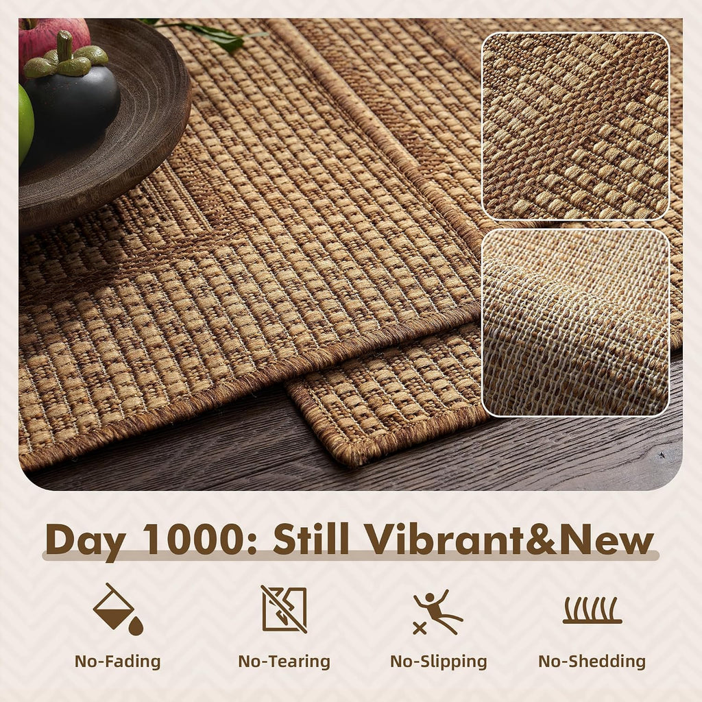 Outdoor Rug-Patio Rug Polypropylene Indoor Outdoor Rugs Outdoor Carpet Deck Balcony Porch, Textured Weave