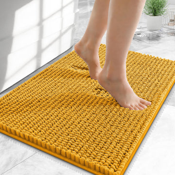 Thick Chenille Small Bathroom Rugs Mats 24x16, Golden Yellow