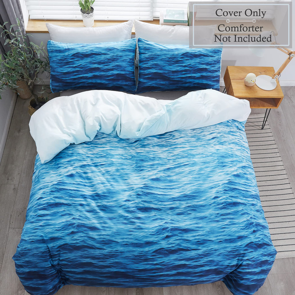 3D Ocean Duvet Cover Set Waves Pattern Hotel Luxury Bedding Set Comforter Cover (1 Duvet Cover+2