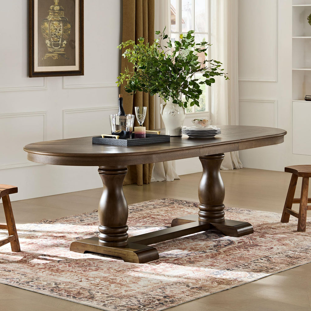 94.06'' White Oak Extendable Oval Table, Great (Oak, 94.06'' Dining Table only)