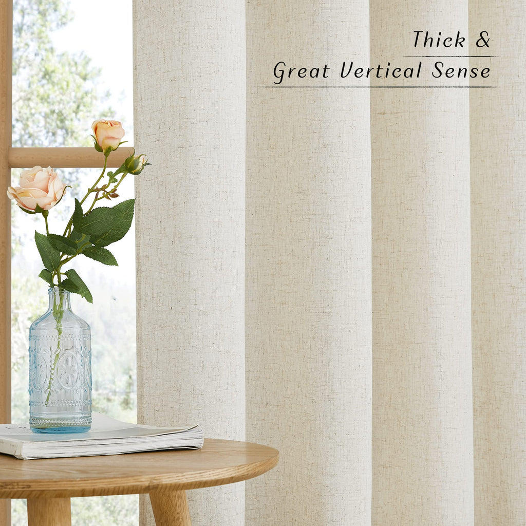 Natural Linen Curtains 96 Inches Long, W55xL96