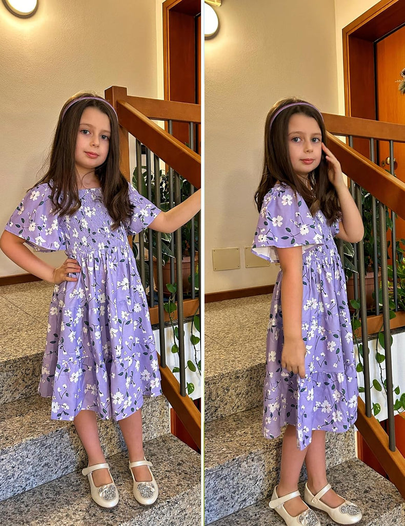 Girls Summer Dress Tween Boho Casual Smocked Swing Flowy Dresses