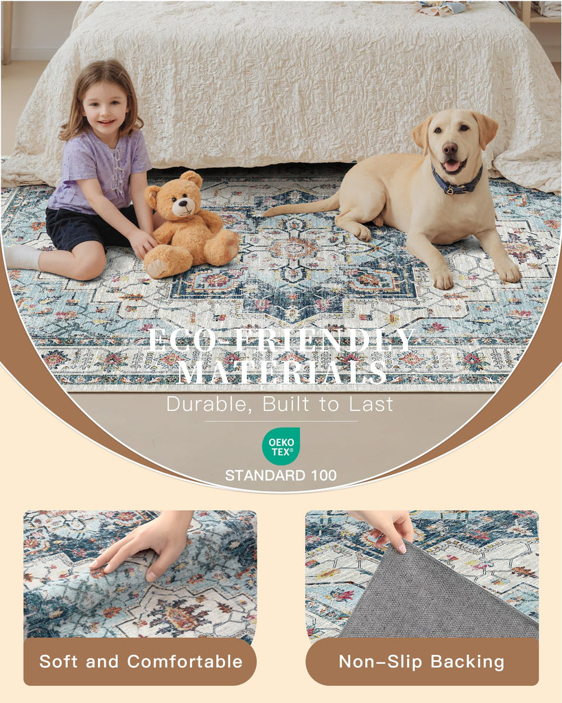 Hallway Runner Rug 2'6''x14' Kitchen Runners Vintage, Blue