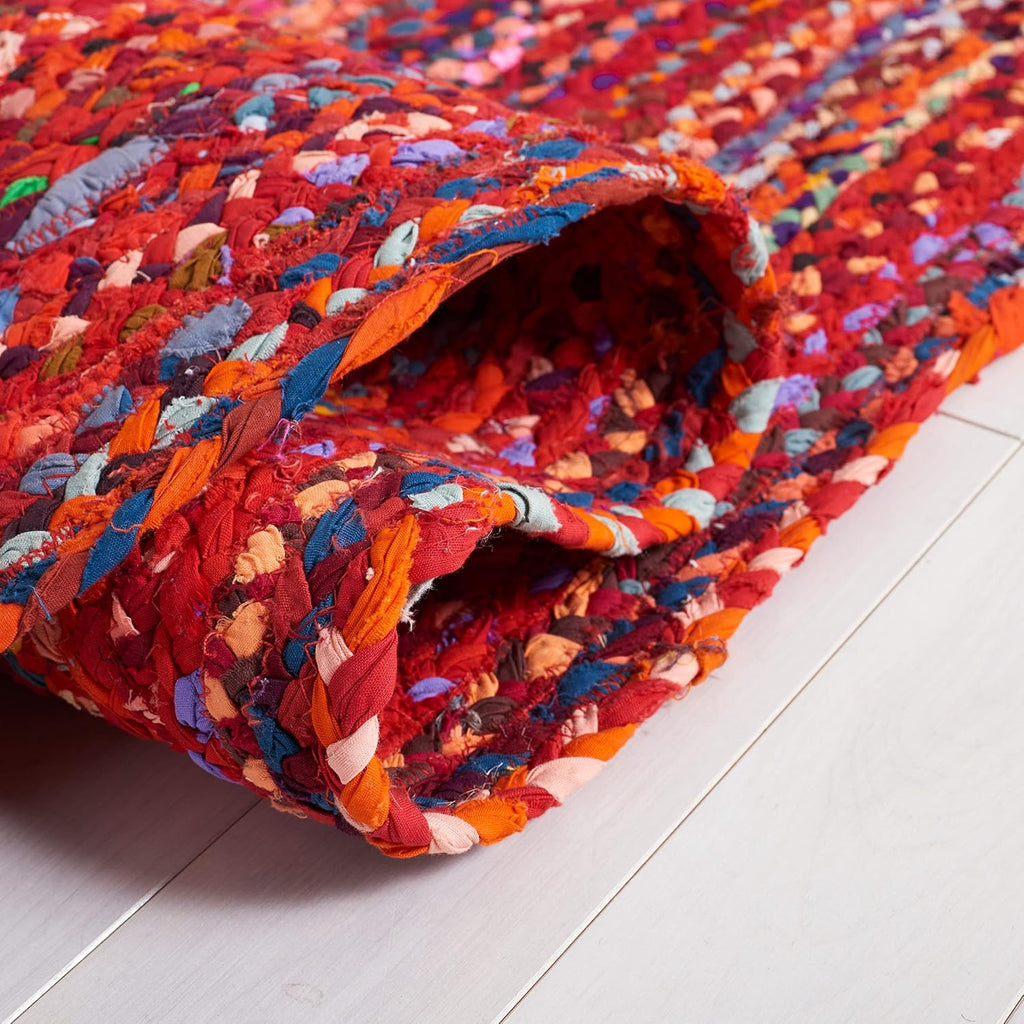 Braided Cotton Oval Rug 6'x9', Farmhouse Rust & Multi BRD452P