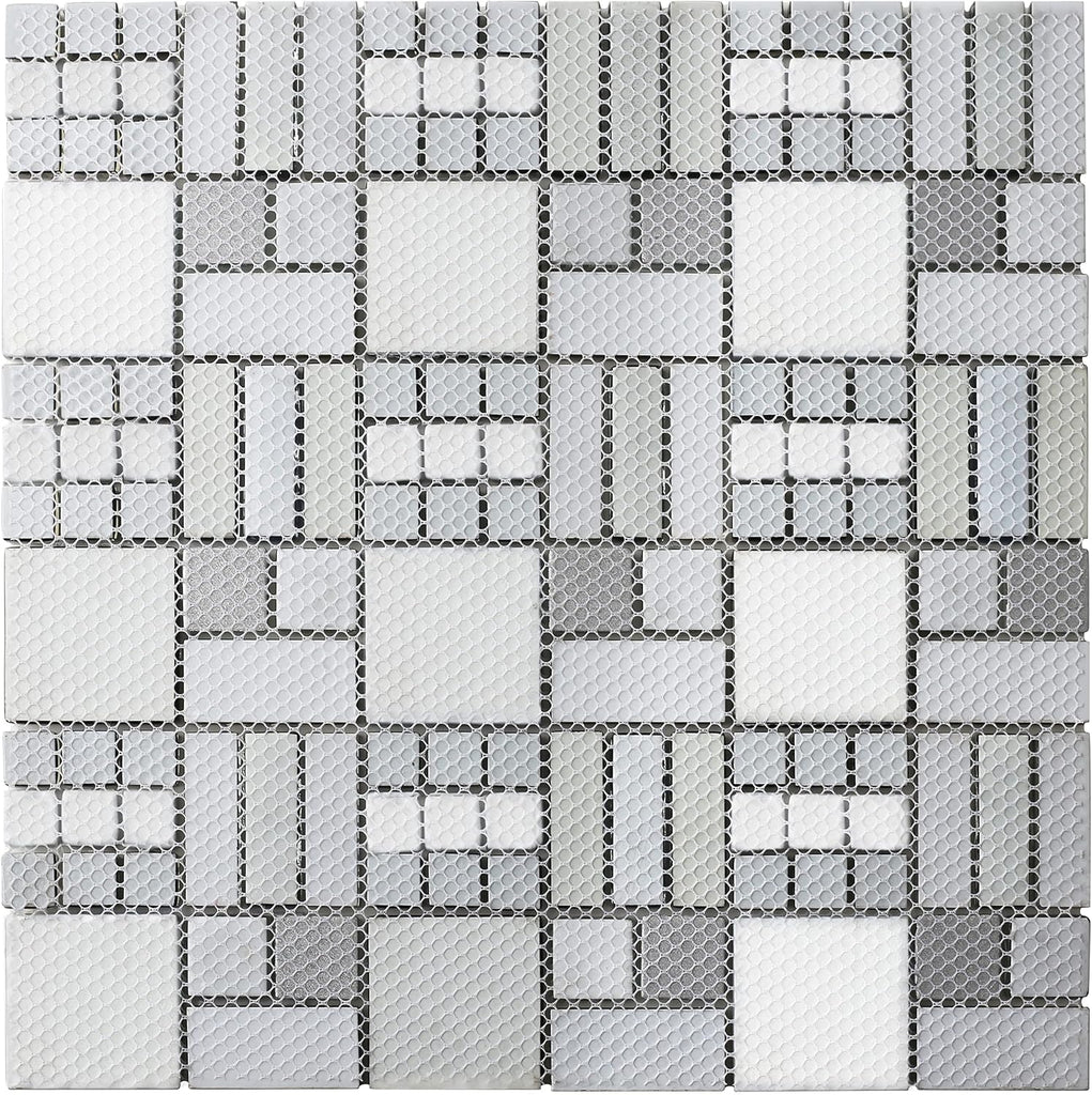 Metallic Glass Mosaic Silver Gray 100% Glass Tile Water Resistant Backsplash Bathroom Shower Accent Wall Decor