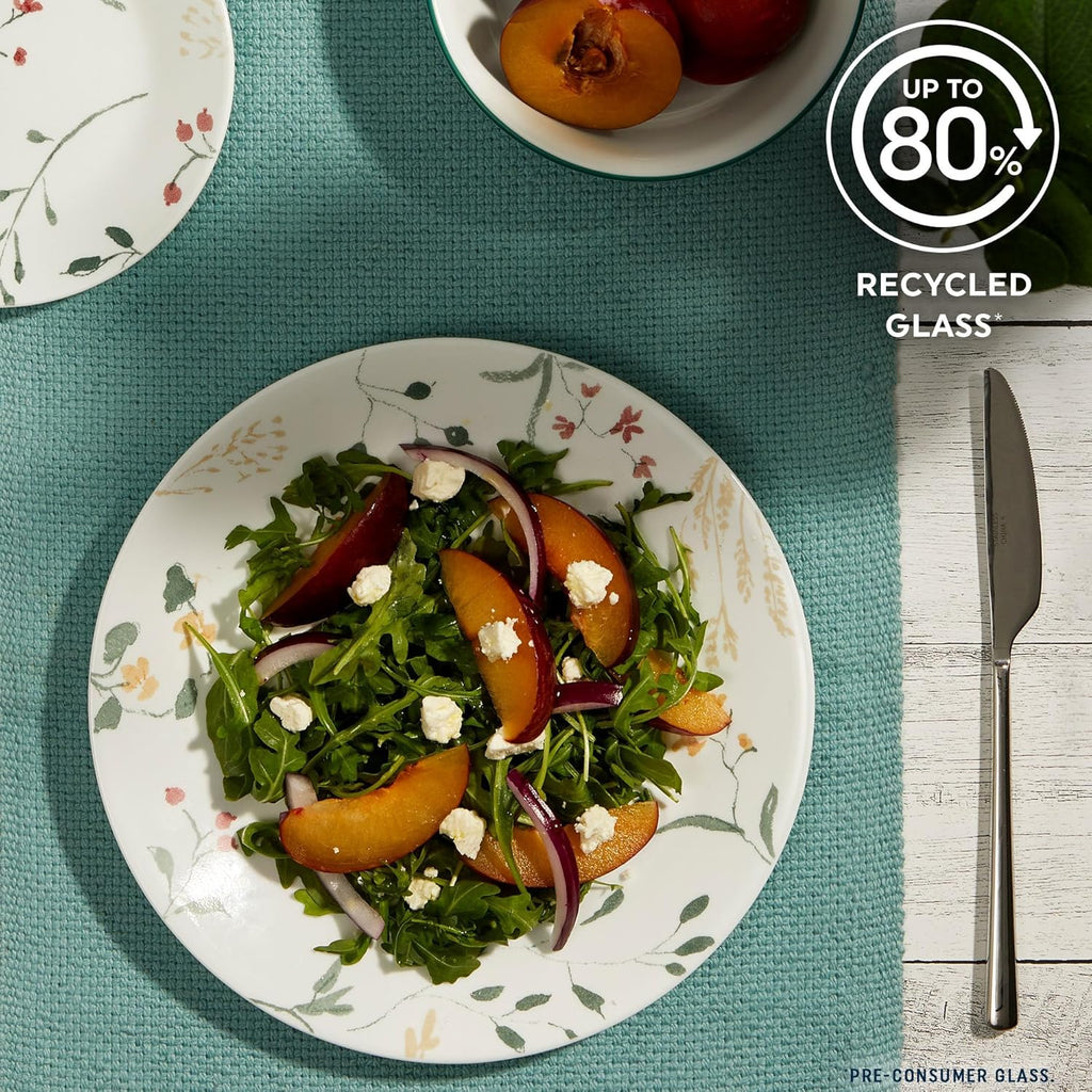 Vitrelle 18 Piece Glass Dinnerware Sets Service for 6, Triple Layer Chip & Crack Resistant Glass Plate and Bowl Sets