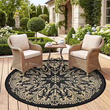 Round Outdoor Patio Rugs 6Ft Waterproof Indoor Outdoor Area Rugs Clearance Reversible Straw Rugs Circle Area Rugs for
