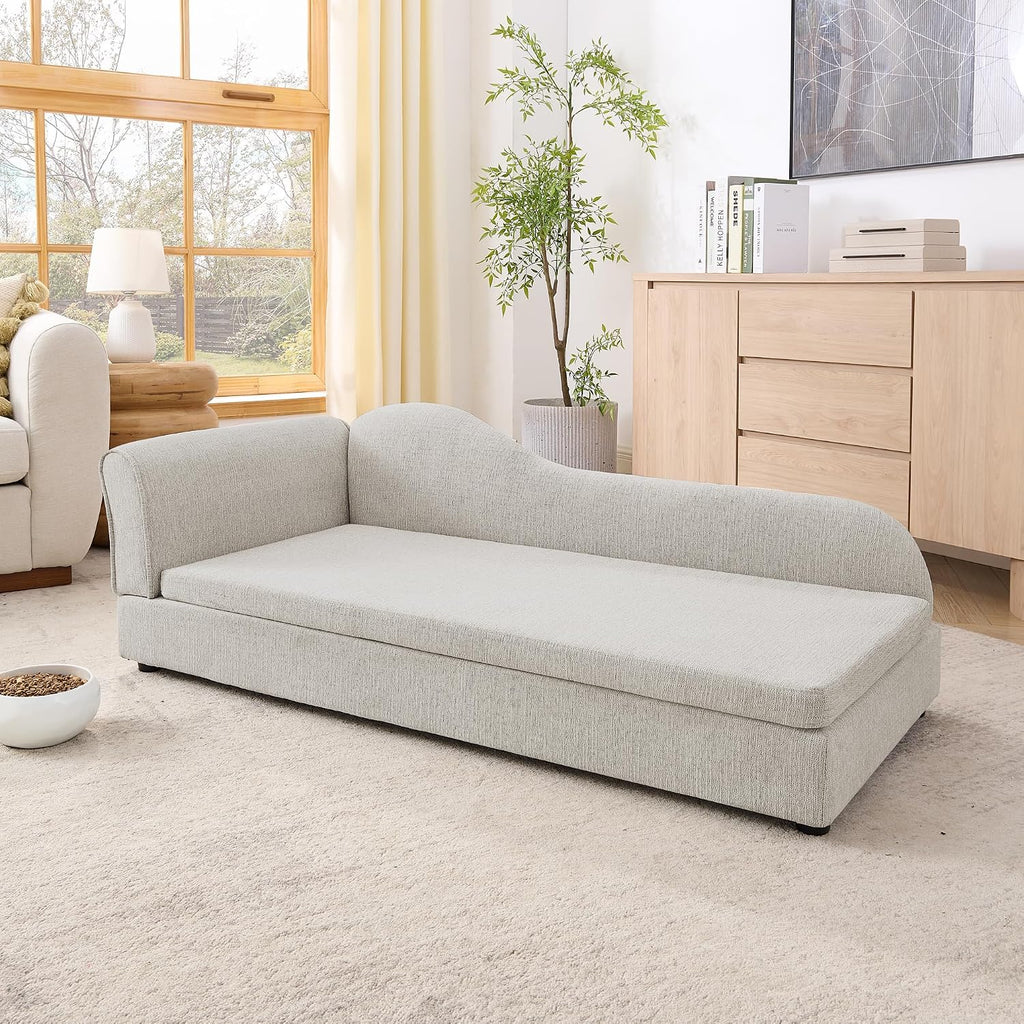 Oversized Sofa Pet Bed, Pet Bed Sofa with Linen Fabric, Dog Couch Bed with Wave Backrest for Medium and Large