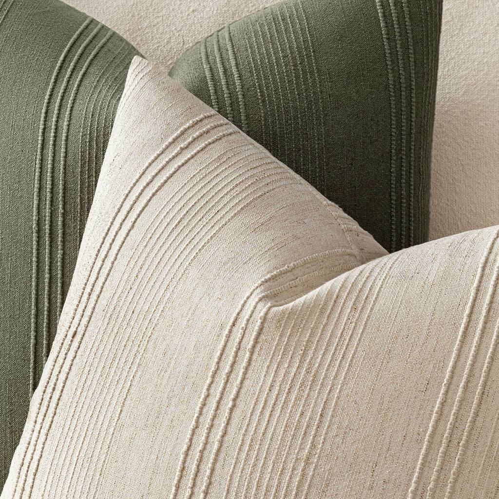 Lumbar Striped Throw Pillow Covers 12x20 Beige 2 Pack