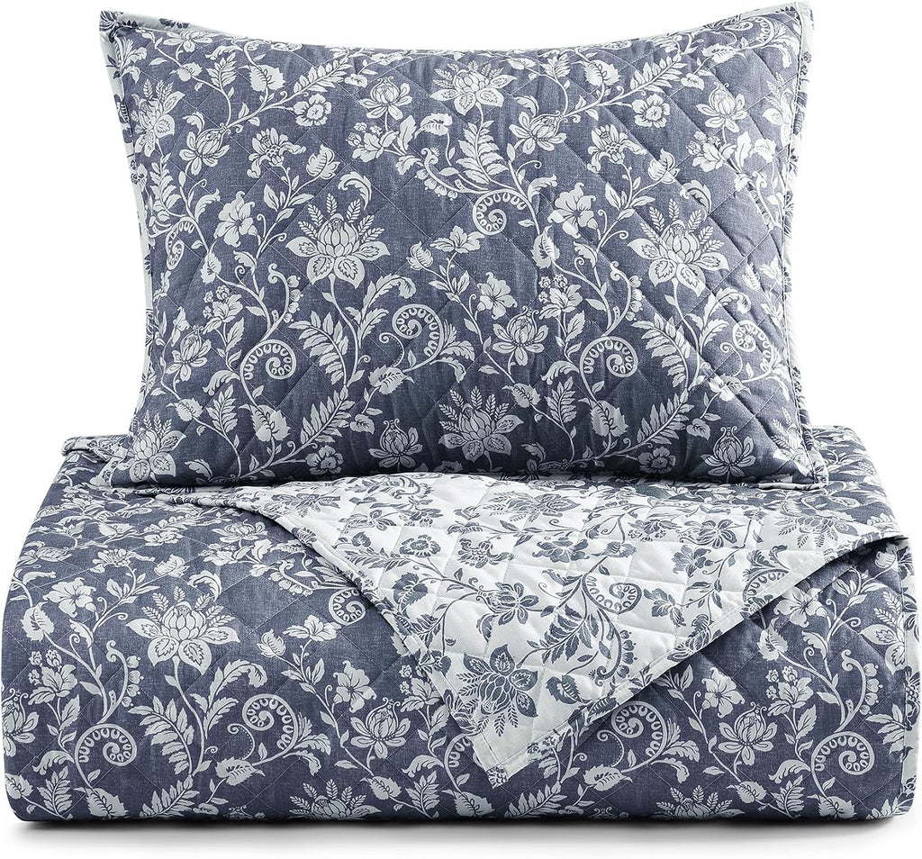 Twin/Twin XL Quilt Set-2 Pieces Soft Bedding Floral Reversible Coverlet - Set of 2