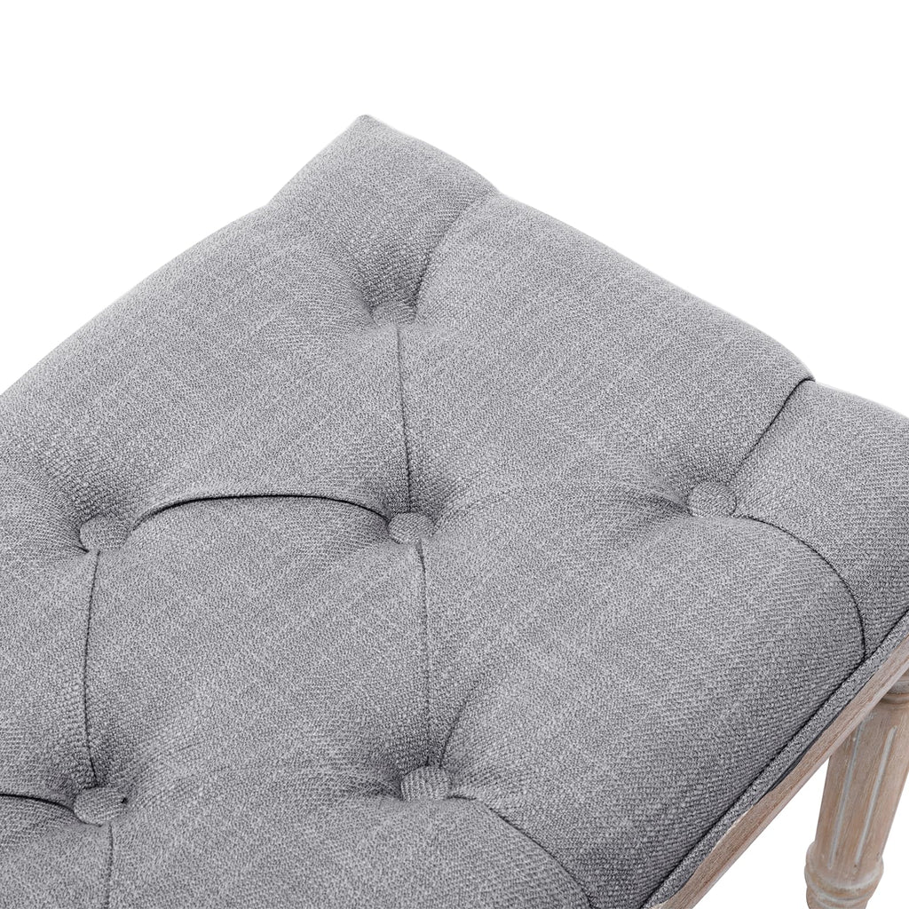 Tufted Entryway Bench, Upholstered Rustic Ottoman Bench, 31.5" x 15.75" x 15.7" Gray